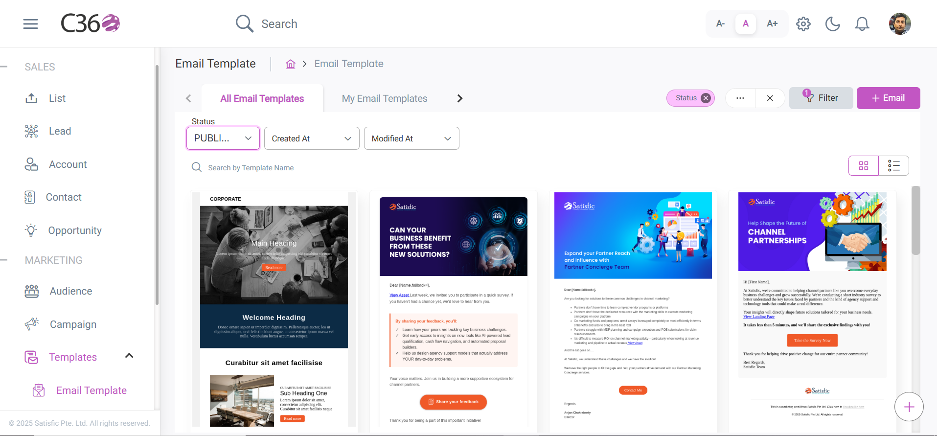 Filtering Email Templates